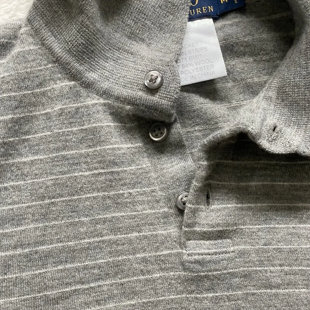 Polo Ralph Lauren Long Sleeve Polo 94% Wool Blend Striped Golf Size M